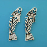 10pcs Large Fish Bone Skeleton Halloween Charms Pendants DIY Jewelry Making