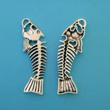 10pcs Large Fish Bone Skeleton Halloween Charms Pendants DIY Jewelry Making
