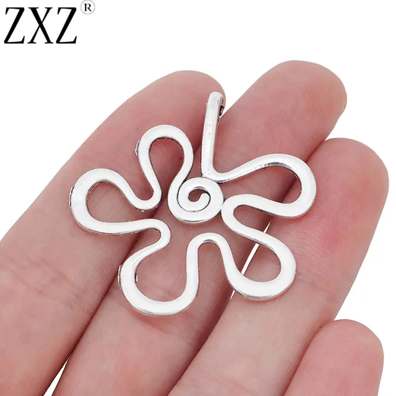10pcs Tibetan Silver Boho Open Flower Spiral Charms Pendants