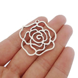 10pcs Filigree Rose Flower Charms Pendants for Jewelry Making