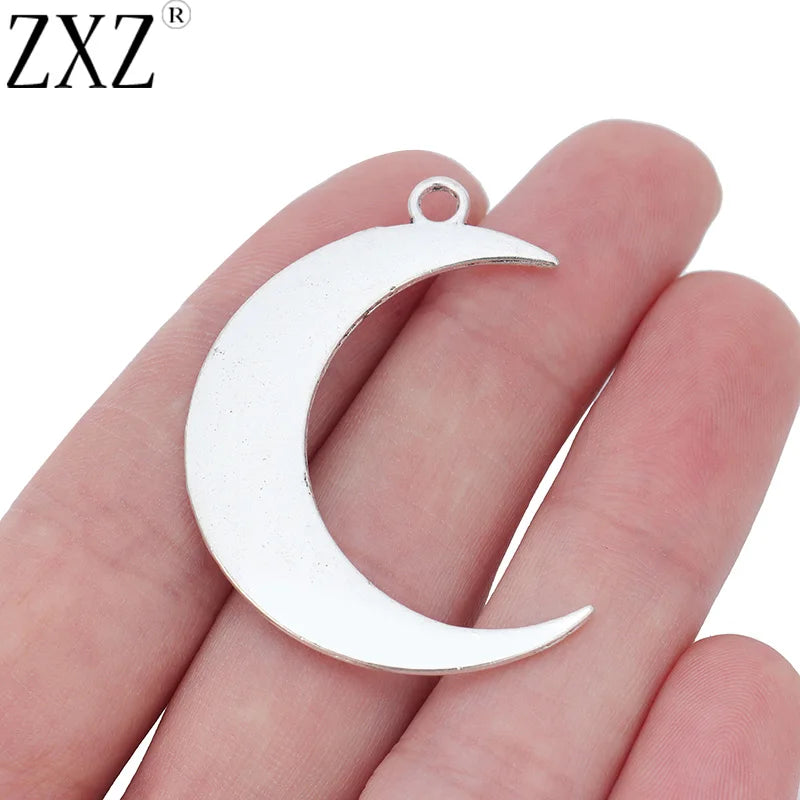 10pcs Tibetan Silver Crescent Moon Charms Pendants for Jewelry Making 44x31mm