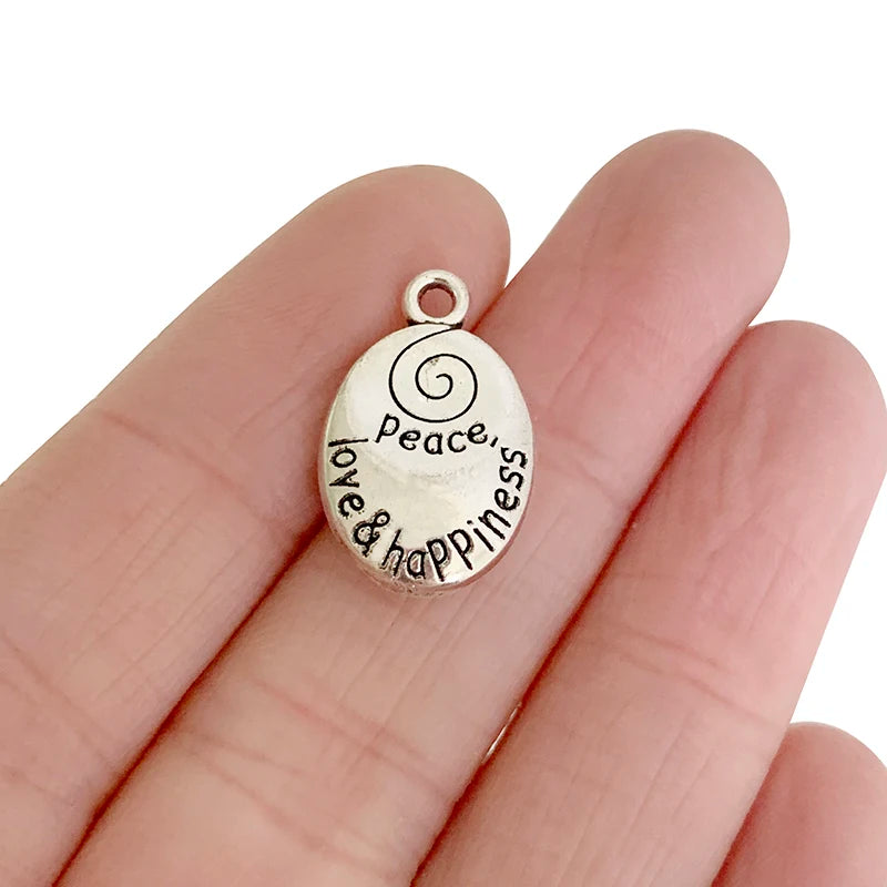10pcs Tibetan Silver Oval Tag Charms Pendants for Jewelry