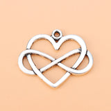 20pcs Tibetan Silver Infinity Heart Charms Pendants for Jewelry Making 27x22mm