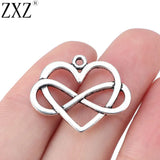 20pcs Tibetan Silver Infinity Heart Charms Pendants for Jewelry Making 27x22mm