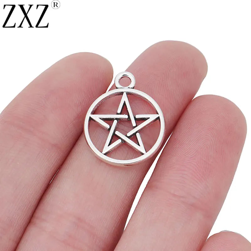 20pcs Tibetan Silver Pentagram Wiccan Pagan Charms for Jewelry Making