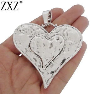2pcs Large Hammered Heart Charms Pendants for Necklace Making 62x65mm