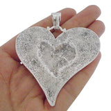 2pcs Large Hammered Heart Charms Pendants for Necklace Making 62x65mm