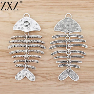 2pcs Large Fishbone Charms Pendants for Necklace Making 103x57mm