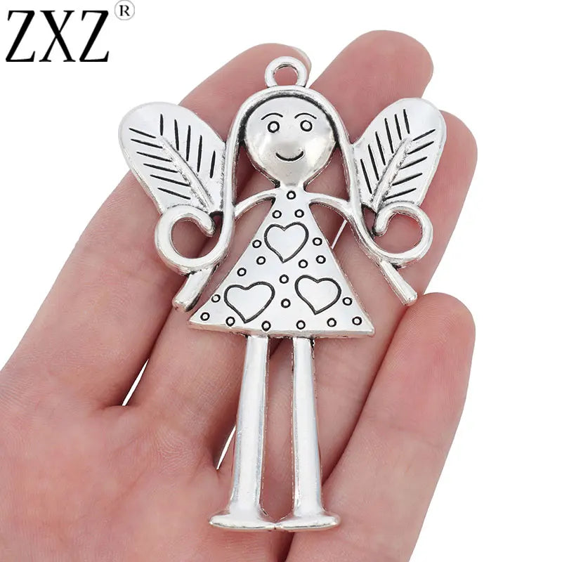 2pcs Angel Girl Fairy Charms Pendants for Jewelry Making