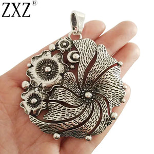 2pcs Large Boho Flower Charms Pendants for Necklace