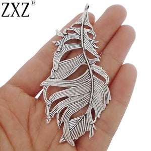 2pcs Feather Leaf Charms Pendants 85x42mm Jewelry Making Findings