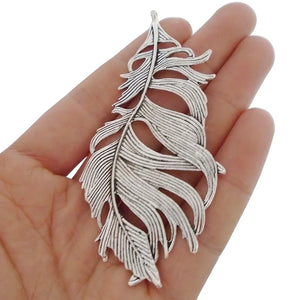 2pcs Feather Leaf Charms Pendants 85x42mm Jewelry Making Findings