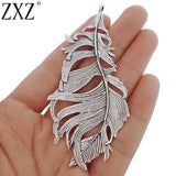 2pcs Feather Leaf Charms Pendants 85x42mm Jewelry Making Findings