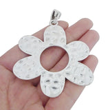 2pcs Hammered Flower Charms 80x61mm
