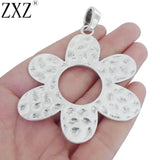 2pcs Hammered Flower Charms 80x61mm