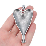 2pcs Large Hammered Heart Charms Pendants 92x45mm