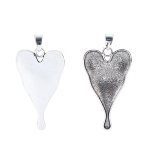 2pcs Large Hammered Heart Charms Pendants 92x45mm