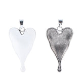 2pcs Large Hammered Heart Charms Pendants 92x45mm