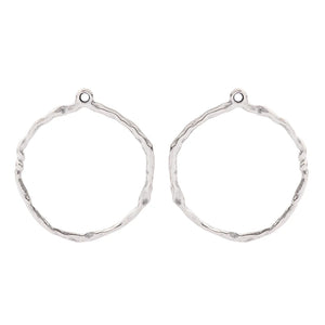 2pcs Large Hammered Open Circle Ring Charms Pendants