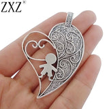 2pcs Large Heart Charms Pendants Boy Necklace Jewelry Findings