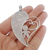 2pcs Large Heart Charms Pendants Boy Necklace Jewelry Findings