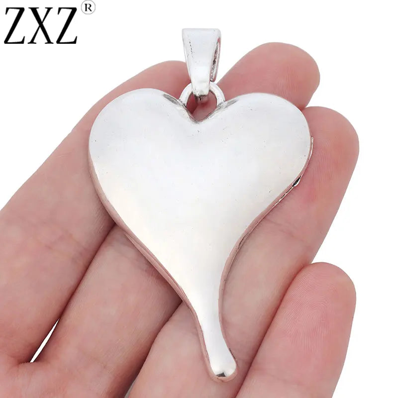 2 Large Heart Charms Pendants for Necklace Making 70x42mm