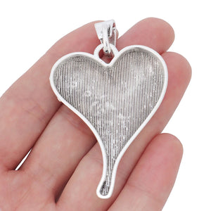 2 Large Heart Charms Pendants for Necklace Making 70x42mm