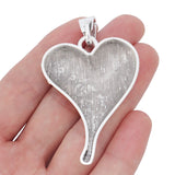 2 Large Heart Charms Pendants for Necklace Making 70x42mm