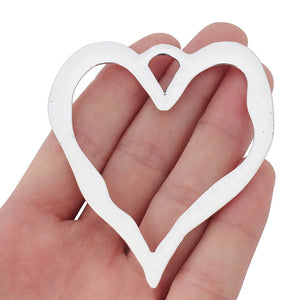 2pcs Open Heart Charms Pendants 76x67mm for Necklace Jewelry Making