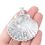 2pcs Large Scallop Shell Starfish Rhinestone Pendant 65x52mm