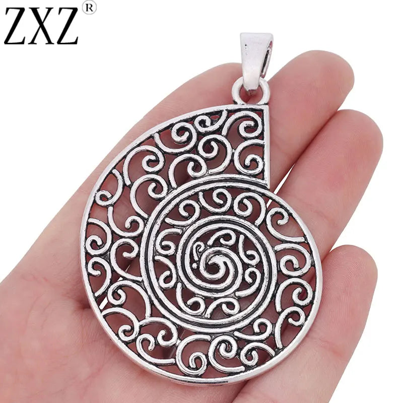 2pcs Large Spiral Swirl Conch Sea Snail Charms Pendants 70x52mm