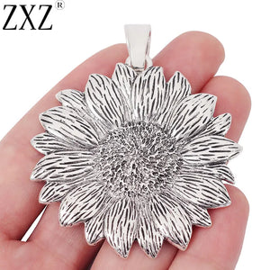 2pcs Large Sunflower Flower Charms Pendants for Necklace Making 69x56mm