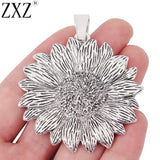 2pcs Large Sunflower Flower Charms Pendants for Necklace Making 69x56mm