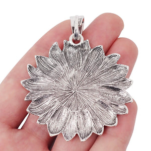 2pcs Large Sunflower Flower Charms Pendants for Necklace Making 69x56mm
