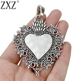 2pcs Tibetan Silver Love Heart Charms Pendants for Necklace Making 81x56mm
