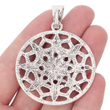 2pcs Tibetan Silver Filigree Flower Charms Pendants Green Resin Stone