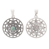 2pcs Tibetan Silver Filigree Flower Charms Pendants Green Resin Stone
