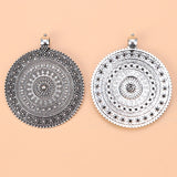 2pcs Tibetan Silver Large Flower Medallion Charms Pendants 64x64mm