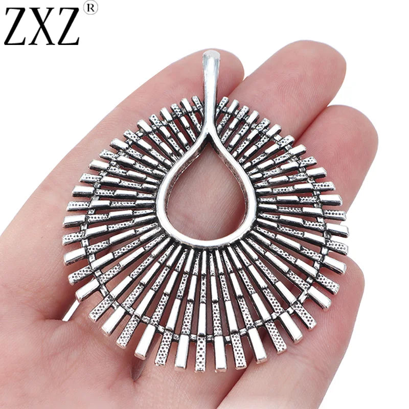 2pcs Tibetan Silver Large Charms Pendants for Jewelry Making 68x56mm