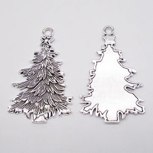 2pcs Christmas Tree Charms Pendants DIY Jewelry Making Findings 68x42mm