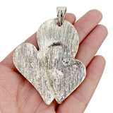 2pcs Tibetan Silver Double Heart Charms Pendants 78x54m