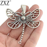 2pcs Tibetan Silver Large Dragonfly Insect Charms Pendants for Necklace 66x60mm
