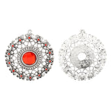 2pcs Large Filigree Flower & Rhinestone Charms for Necklace Making