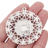 2pcs Large Filigree Flower & Rhinestone Charms for Necklace Making