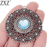 2pcs Rhinestone Flower Charms Pendants for Necklace Making