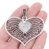 2pcs Large Filigree Heart Charms Pendants for Necklace Making