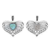 2pcs Large Filigree Heart Charms Pendants for Necklace Making