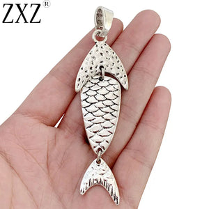 2pcs Tibetan Silver Large Fish Charms Pendants for Jewelry Making 98x27mm