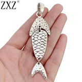 2pcs Tibetan Silver Large Fish Charms Pendants for Jewelry Making 98x27mm