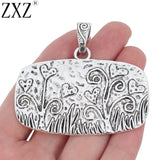 2pcs Tibetan Silver Large Flower Grass Plant Charms Pendants